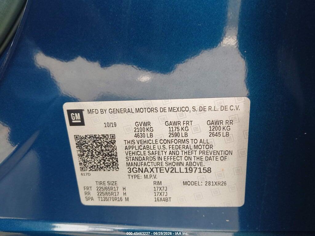 3GNAXTEV2LL197158 2020 CHEVROLET EQUINOX photo no. 9