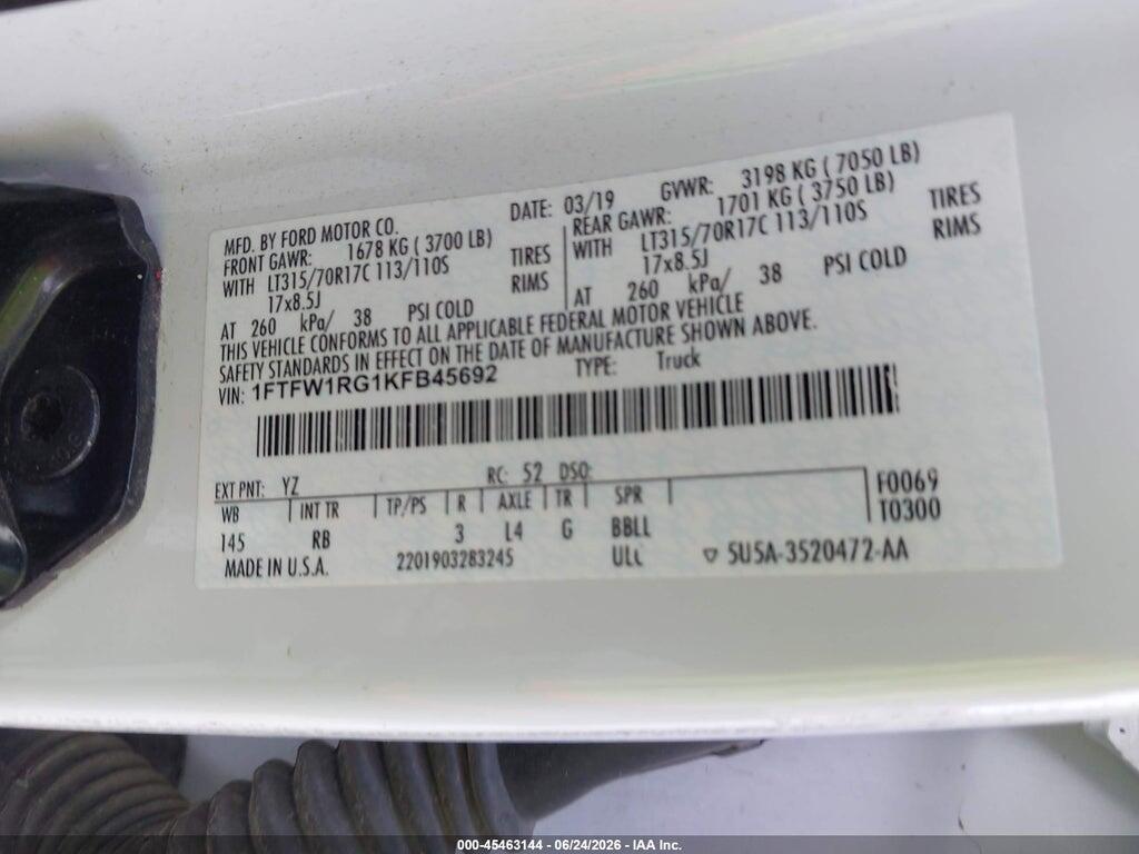 1FTFW1RG1KFB45692 2019 FORD F-150 photo no. 9