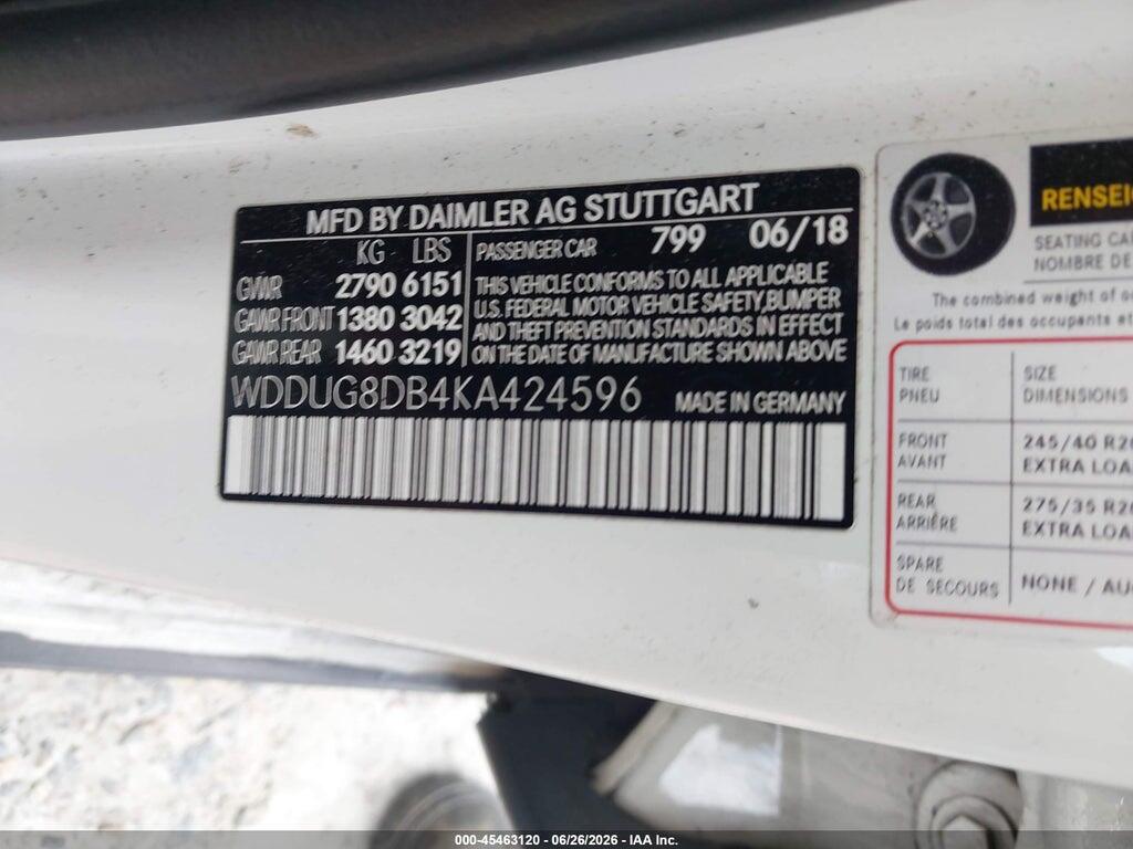 WDDUG8DB4KA424596 2019 MERCEDES-BENZ S 560 photo no. 9