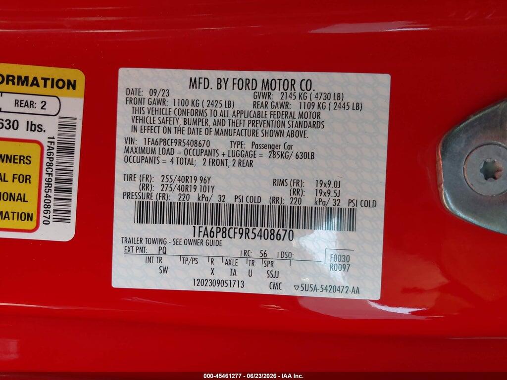 1FA6P8CF9R5408670 2024 FORD MUSTANG photo no. 9