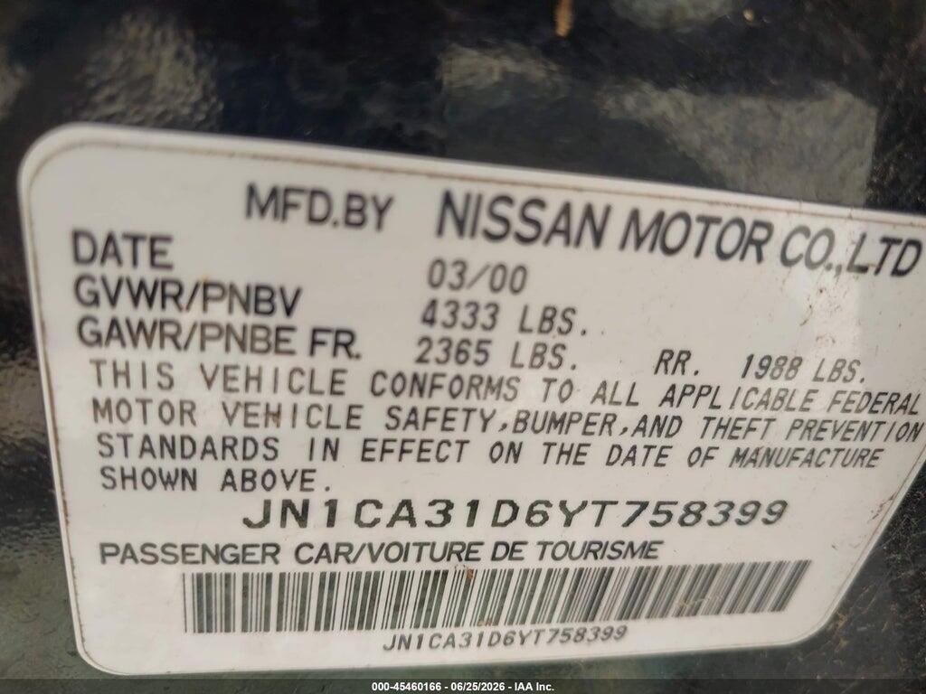 JN1CA31D6YT758399 2000 NISSAN MAXIMA photo no. 9