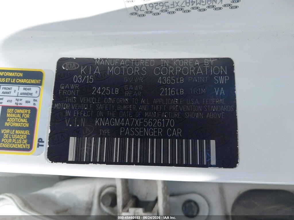 KNAGM4A7XF5626170 2015 KIA OPTIMA photo no. 9