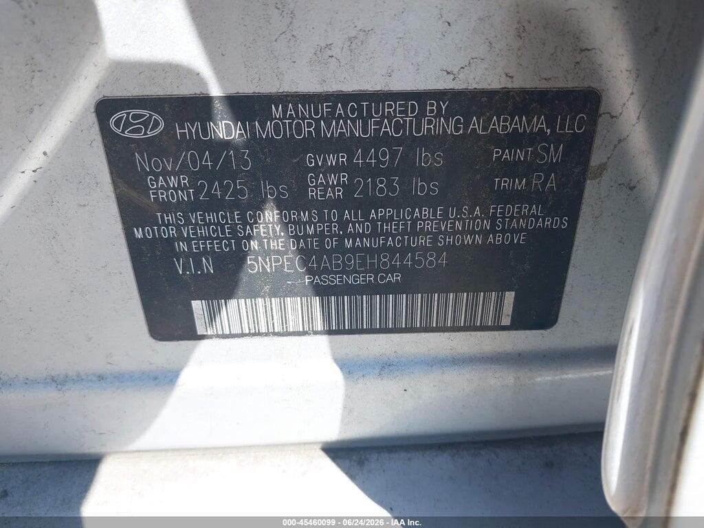 5NPEC4AB9EH844584 2014 HYUNDAI SONATA photo no. 9