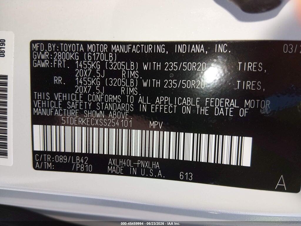 5TDERKECXSS254101 2025 TOYOTA SIENNA photo no. 9
