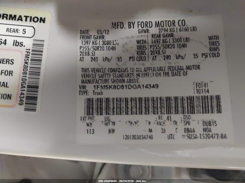 1FM5K8D81DGA14349 2013 FORD EXPLORER photo no. 9