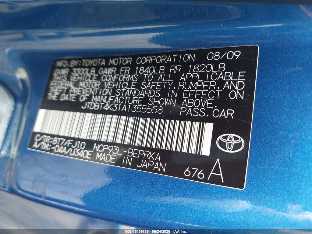 JTDBT4K31A1355558 2010 TOYOTA YARIS photo no. 9