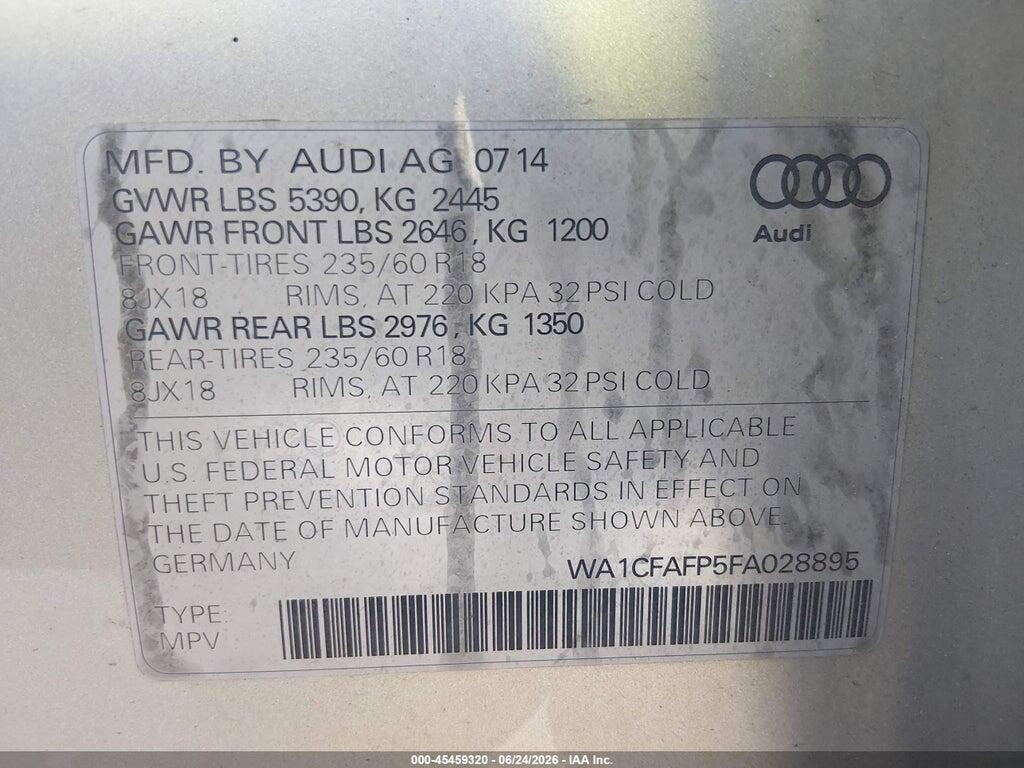 WA1CFAFP5FA028895 2015 AUDI Q5 photo no. 9