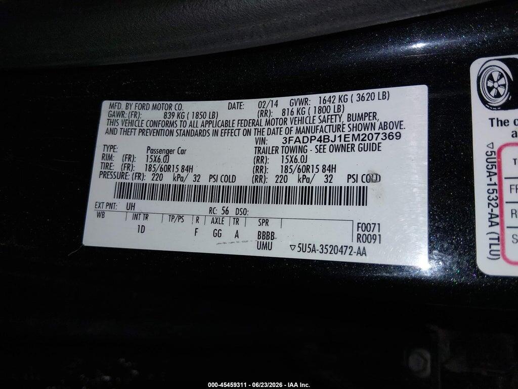 3FADP4BJ1EM207369 2014 FORD FIESTA photo no. 9