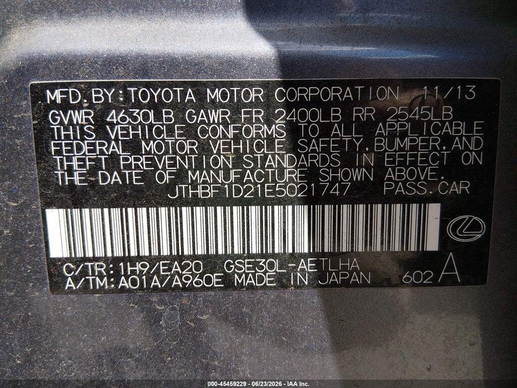 JTHBF1D21E5021747 2014 LEXUS IS 250 photo no. 9