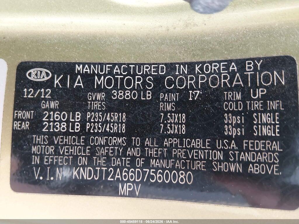 KNDJT2A66D7560080 2013 KIA SOUL photo no. 9