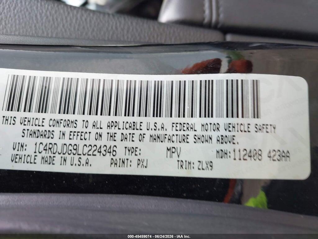 1C4RDJDG9LC224346 2020 DODGE DURANGO photo no. 9