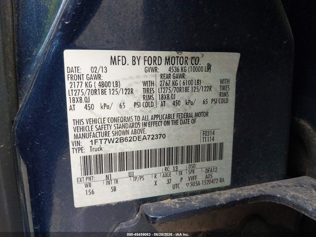1FT7W2B62DEA72370 2013 FORD SUPER DUTY F-250 SRW photo no. 9
