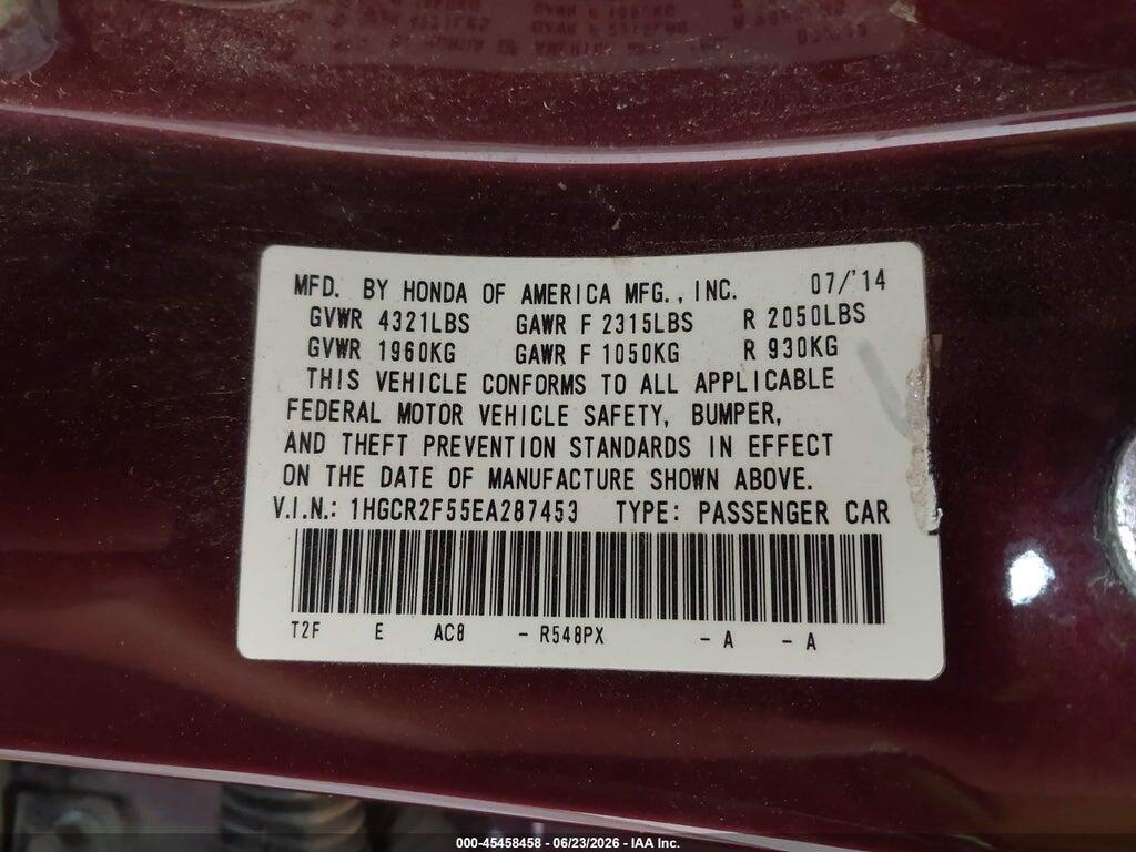 1HGCR2F55EA287453 2014 HONDA ACCORD photo no. 9