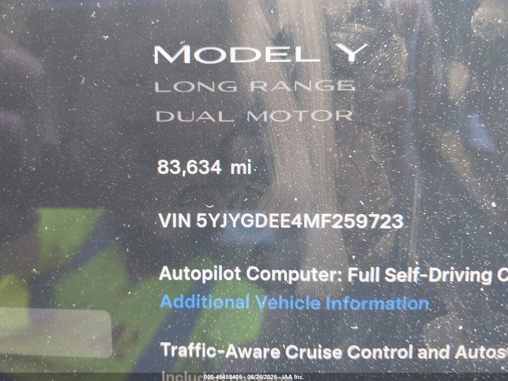 5YJYGDEE4MF259723 2021 TESLA MODEL Y photo no. 7
