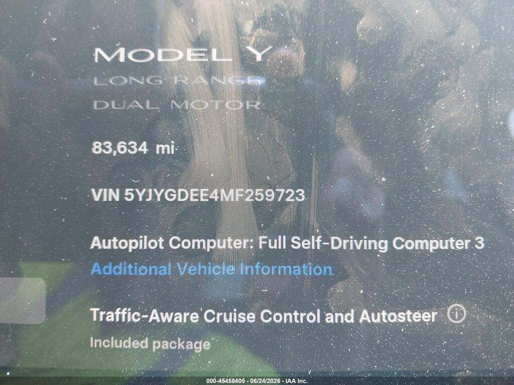 5YJYGDEE4MF259723 2021 TESLA MODEL Y photo no. 9