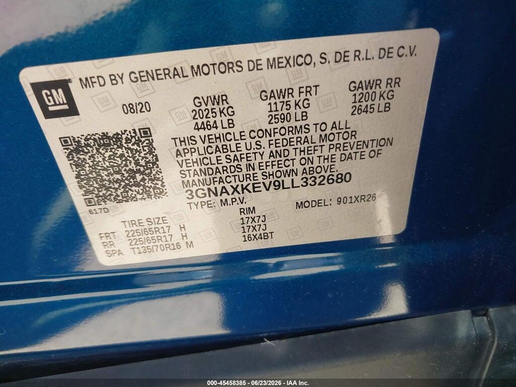 3GNAXKEV9LL332680 2020 CHEVROLET EQUINOX photo no. 9