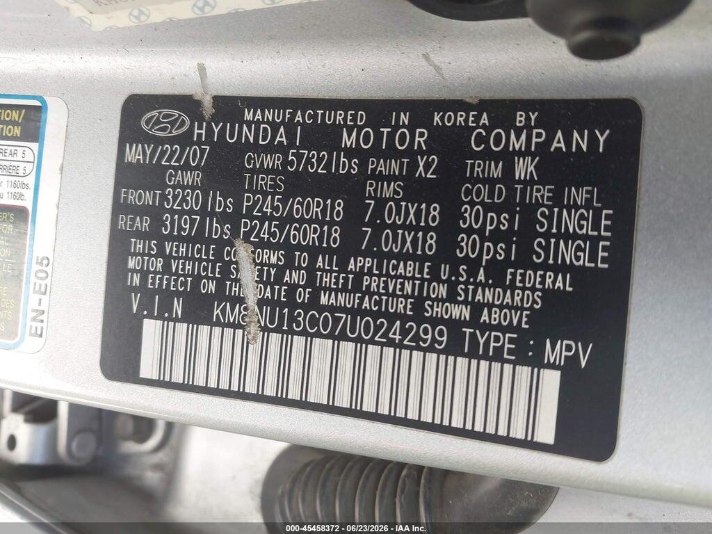 KM8NU13C07U024299 2007 HYUNDAI VERACRUZ photo no. 9
