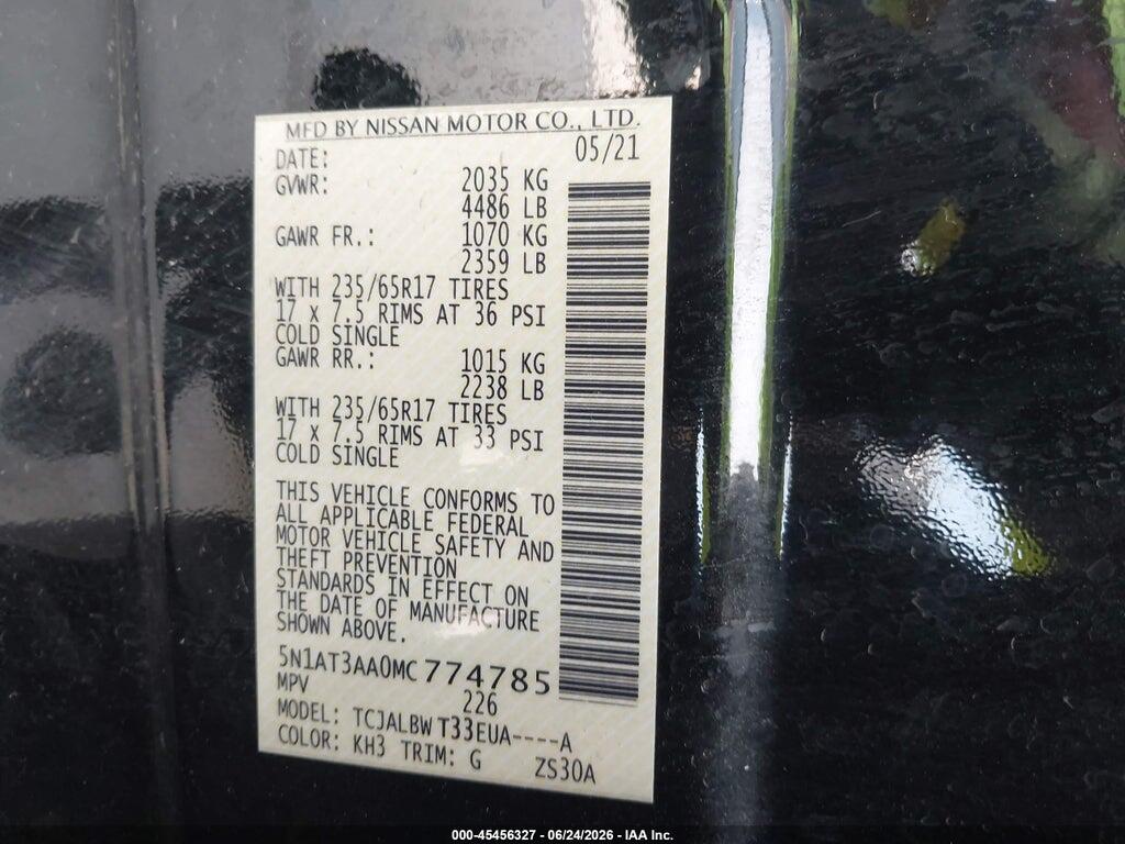 5N1AT3AA0MC774785 2021 NISSAN ROGUE photo no. 9