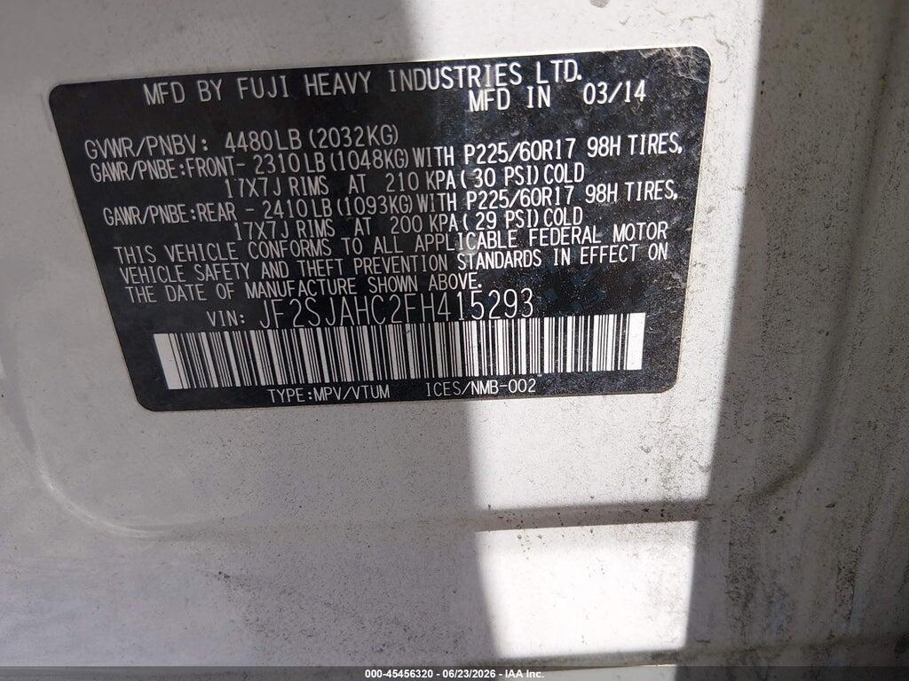 JF2SJAHC2FH415293 2015 SUBARU FORESTER photo no. 9