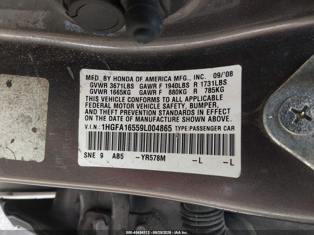 1HGFA16559L004865 2009 HONDA CIVIC photo no. 9