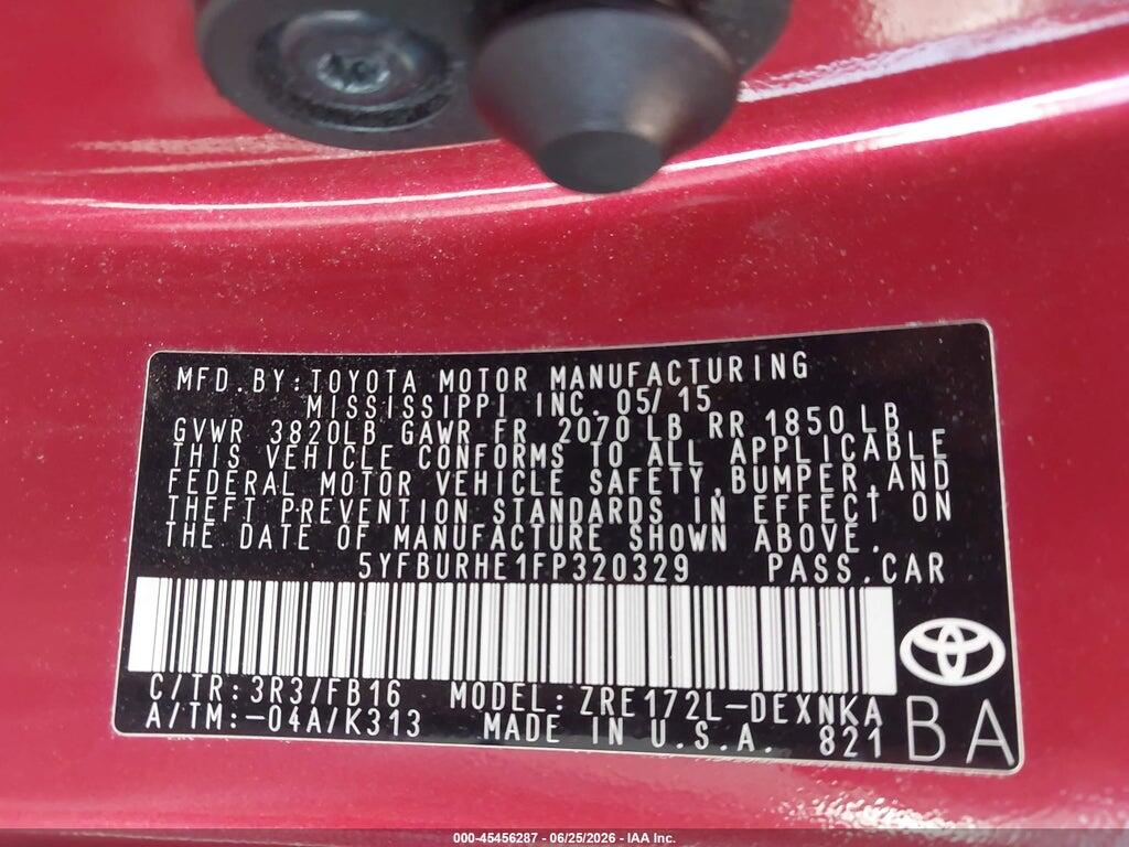 5YFBURHE1FP320329 2015 TOYOTA COROLLA photo no. 9