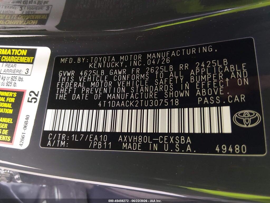4T1DAACK2TU307518 2026 TOYOTA CAMRY photo no. 9