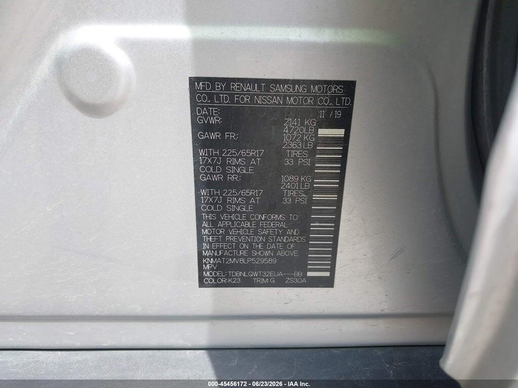 KNMAT2MV8LP529589 2020 NISSAN ROGUE photo no. 9