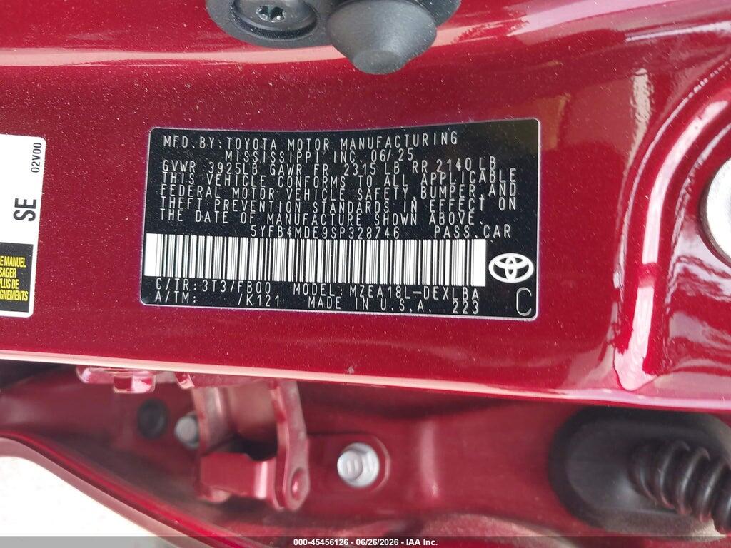 5YFB4MDE9SP328746 2025 TOYOTA COROLLA photo no. 9