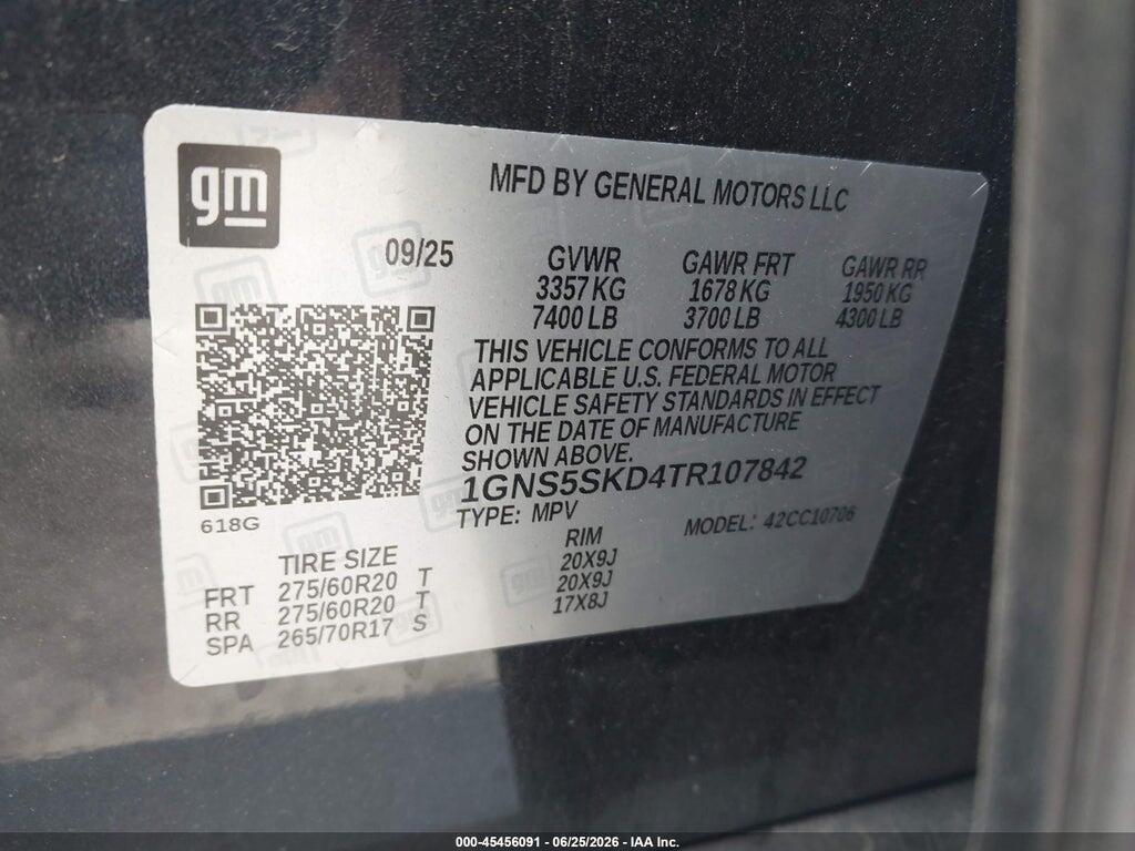 1GNS5SKD4TR107842 2026 CHEVROLET TAHOE photo no. 9