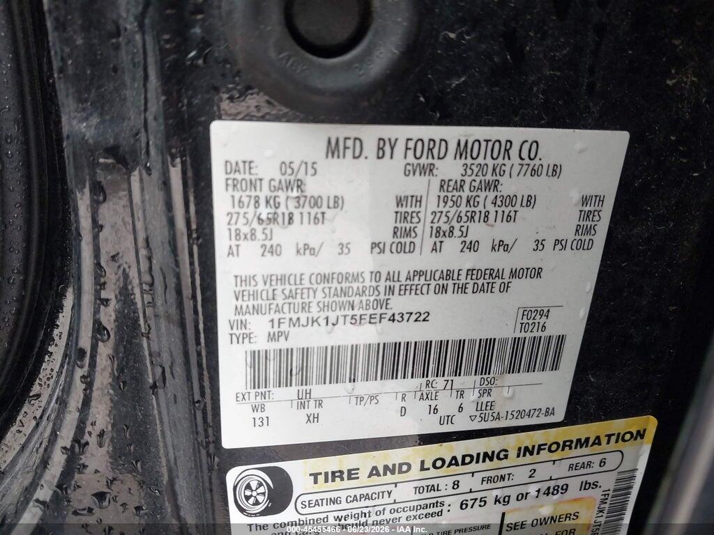 1FMJK1JT5FEF43722 2015 FORD EXPEDITION EL photo no. 9