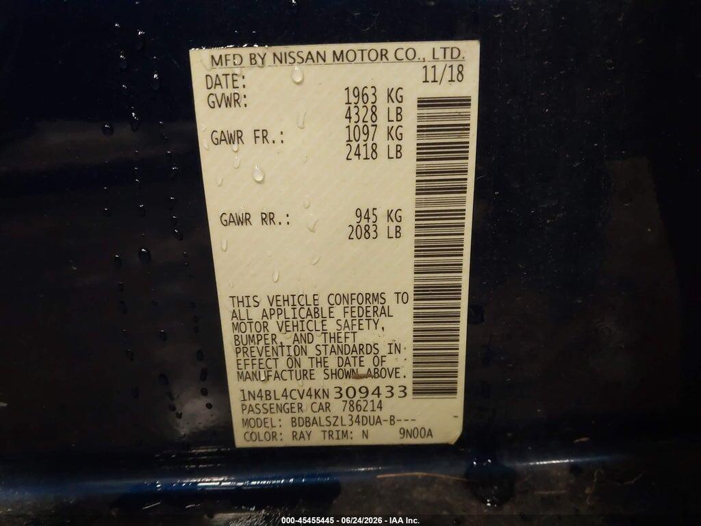 1N4BL4CV4KN309433 2019 NISSAN ALTIMA photo no. 9