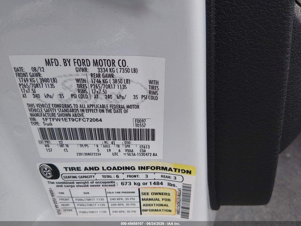 1FTFW1ET9CFC72064 2012 FORD F-150 photo no. 5