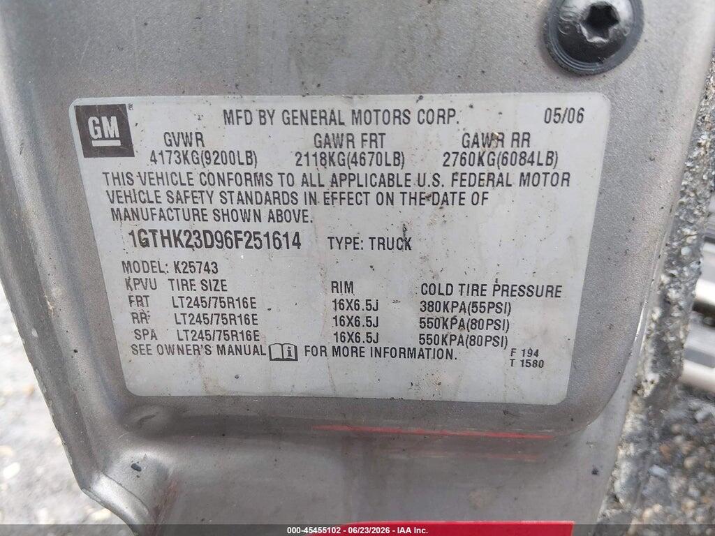 1GTHK23D96F251614 2006 GMC SIERRA 2500HD photo no. 9