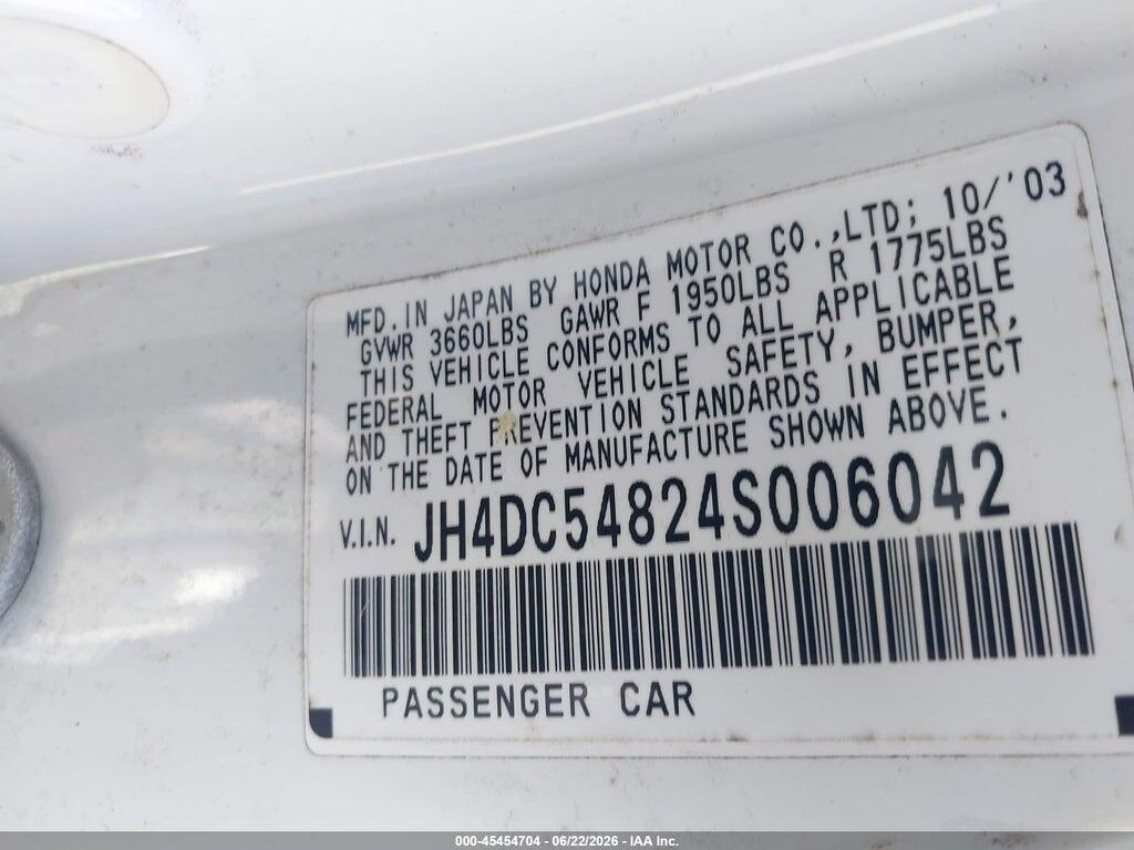 JH4DC54824S006042 2004 ACURA RSX photo no. 9