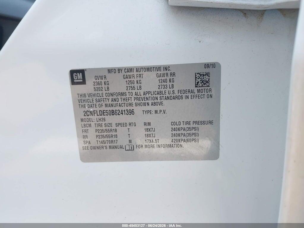 2CNFLDE50B6241396 2011 CHEVROLET EQUINOX photo no. 9