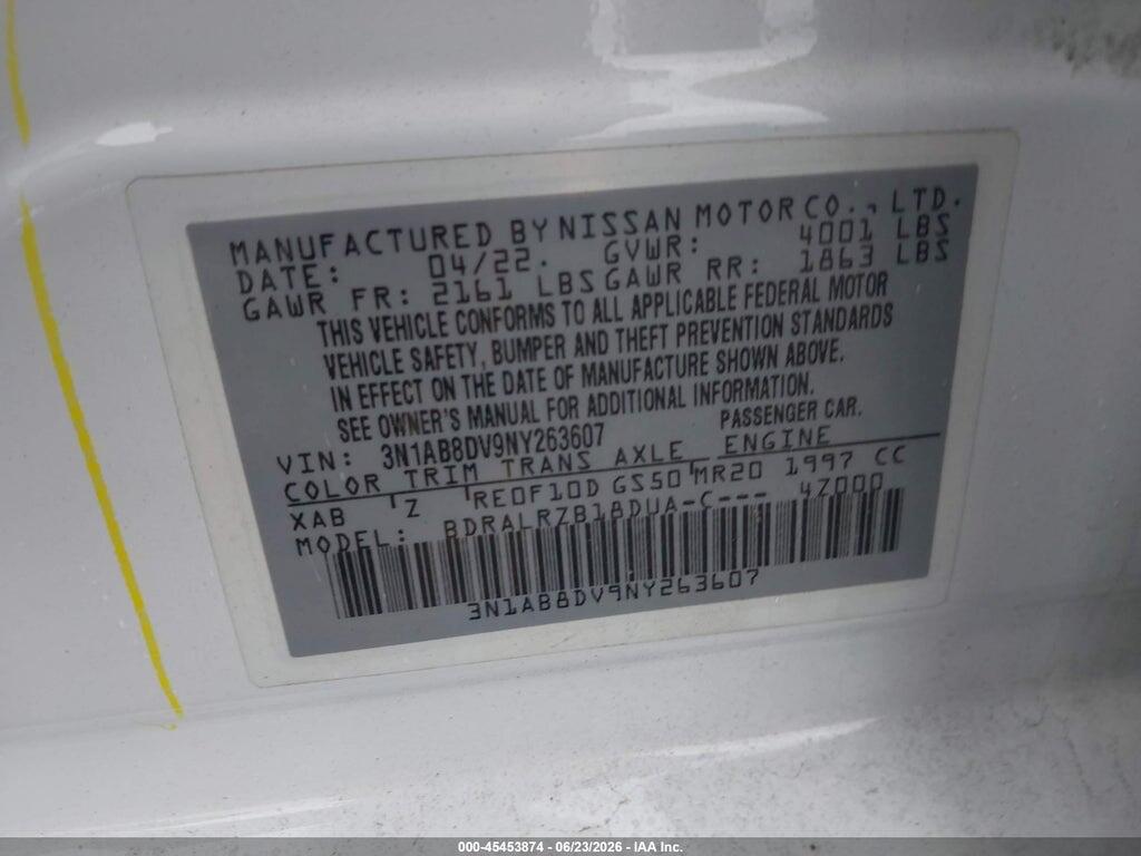 3N1AB8DV9NY263607 2022 NISSAN SENTRA photo no. 9