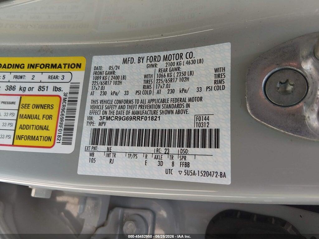 3FMCR9G69RRF01821 2024 FORD BRONCO SPORT photo no. 9