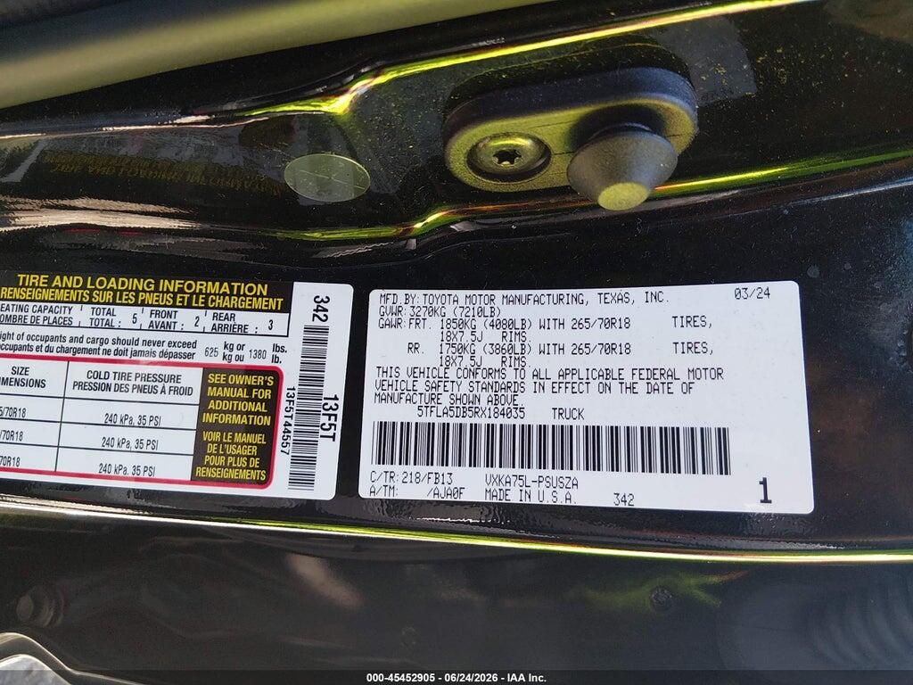 5TFLA5DB5RX184035 2024 TOYOTA TUNDRA photo no. 9