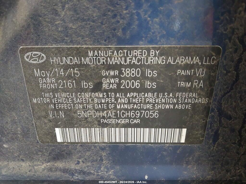 5NPDH4AE1GH697056 2016 HYUNDAI ELANTRA photo no. 9