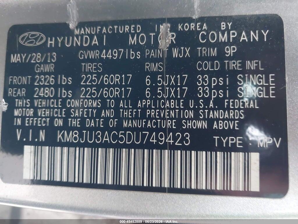 KM8JU3AC5DU749423 2013 HYUNDAI TUCSON photo no. 9