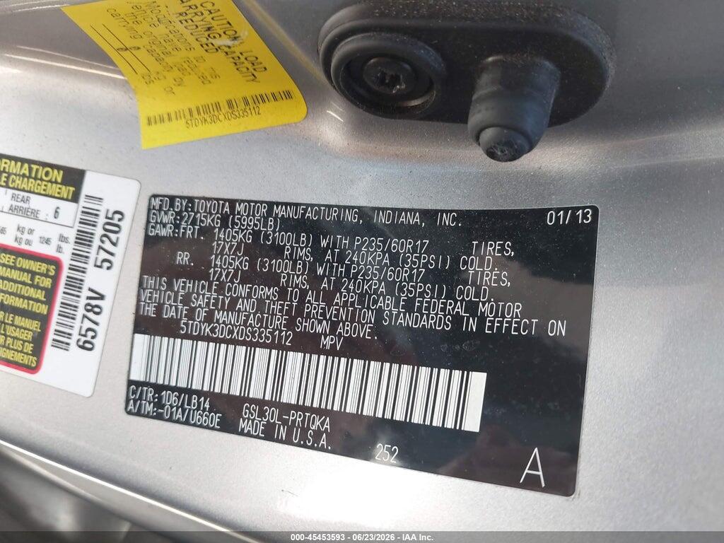 5TDYK3DCXDS335112 2013 TOYOTA SIENNA photo no. 9