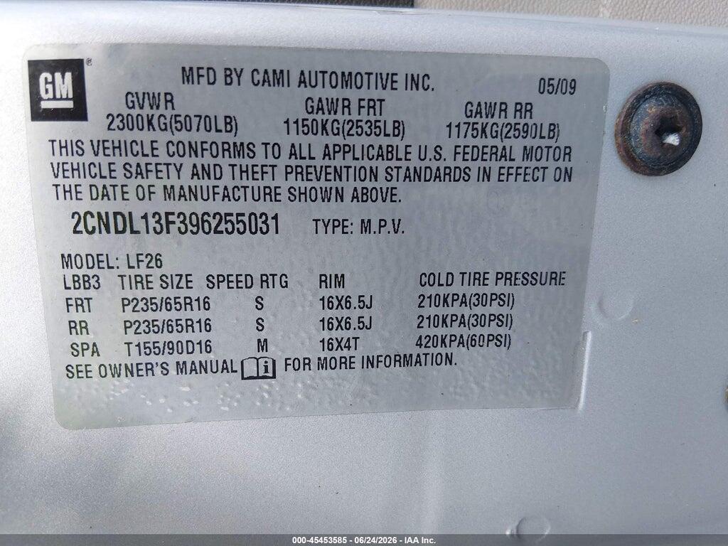 2CNDL13F396255031 2009 CHEVROLET EQUINOX photo no. 9