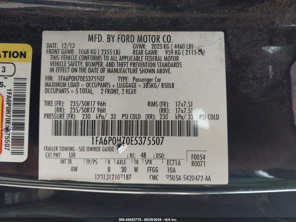 1FA6P0H70E5375507 2014 FORD FUSION photo no. 9