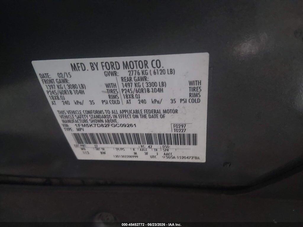 1FM5K7D82FGC09261 2015 FORD EXPLORER photo no. 9