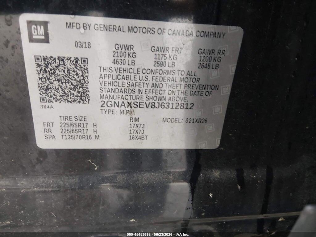 2GNAXSEV8J6312812 2018 CHEVROLET EQUINOX photo no. 9
