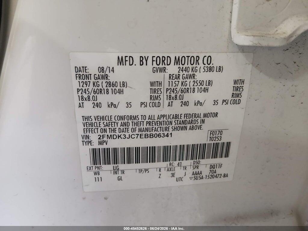 2FMDK3JC7EBB06341 2014 FORD EDGE photo no. 9