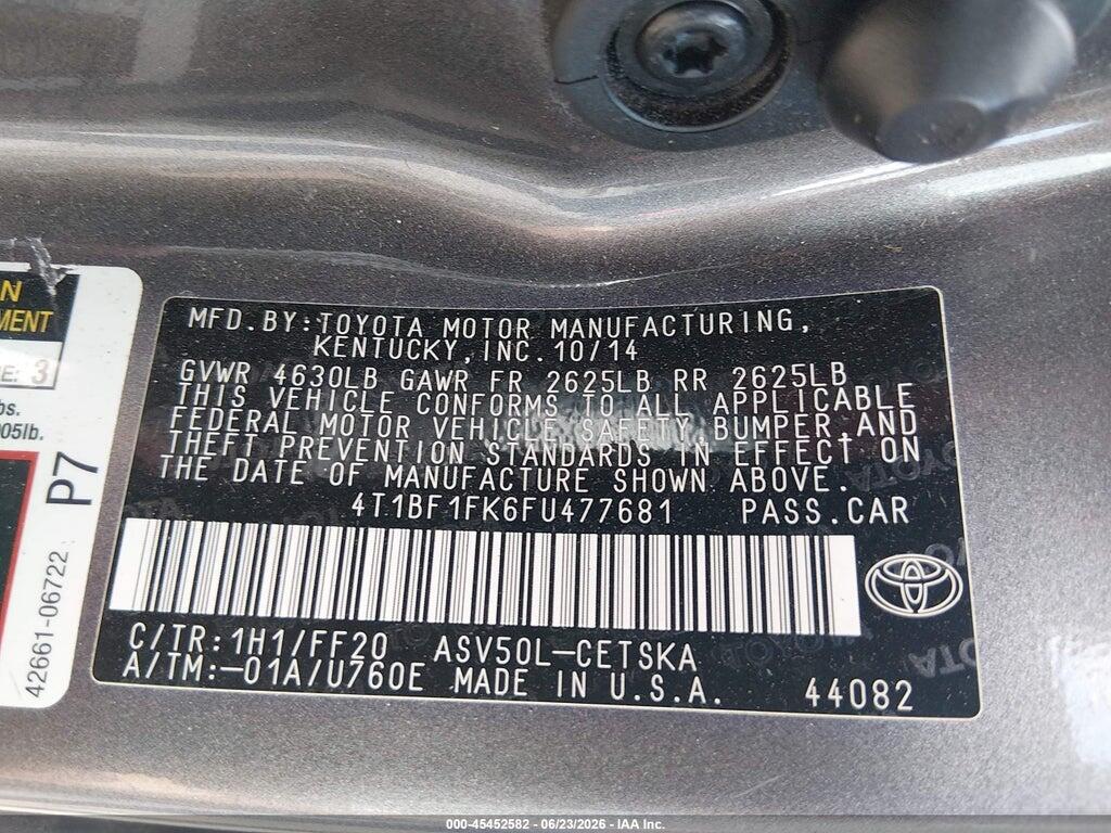 4T1BF1FK6FU477681 2015 TOYOTA CAMRY photo no. 9
