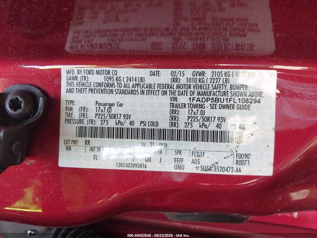 1FADP5BU1FL108294 2015 FORD C-MAX HYBRID photo no. 9