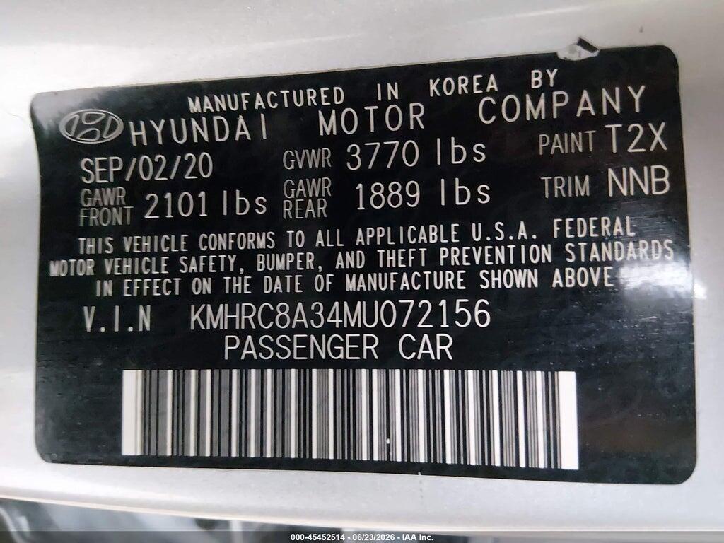 KMHRC8A34MU072156 2021 HYUNDAI VENUE photo no. 9