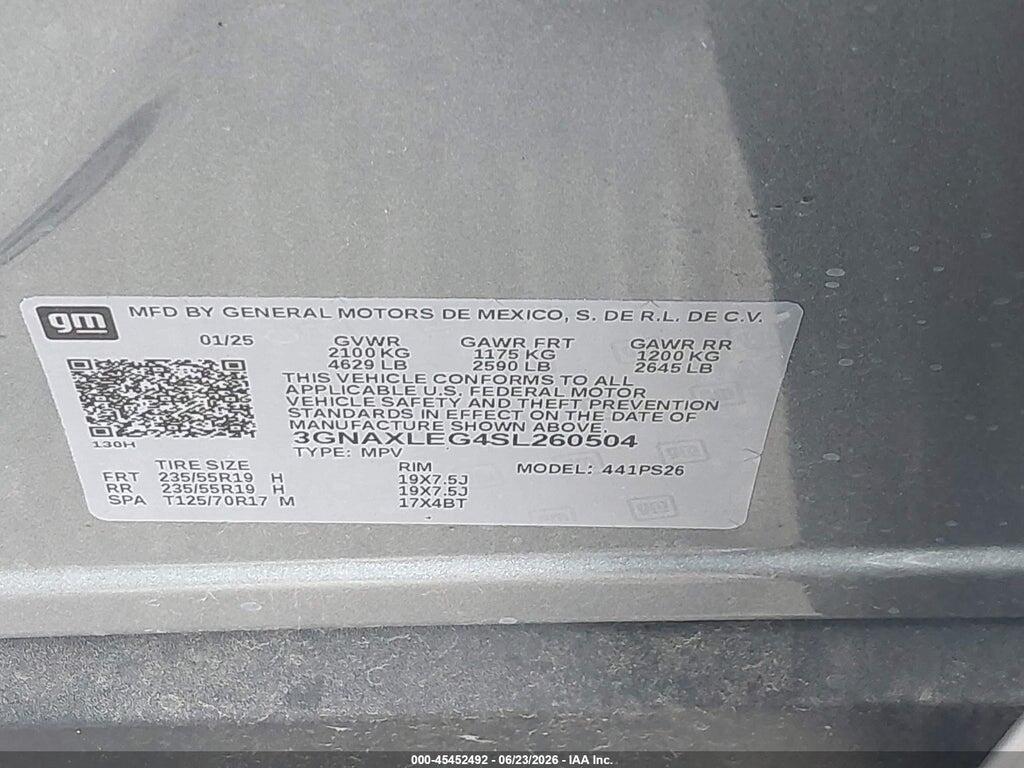 3GNAXLEG4SL260504 2025 CHEVROLET EQUINOX photo no. 9
